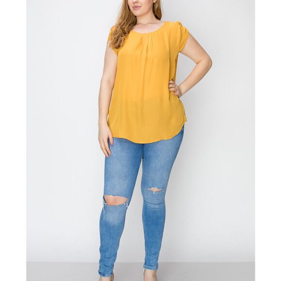 NEW Wool Dobby Plus-size women top - Scoop neck women blouse - Picture 1 of 3